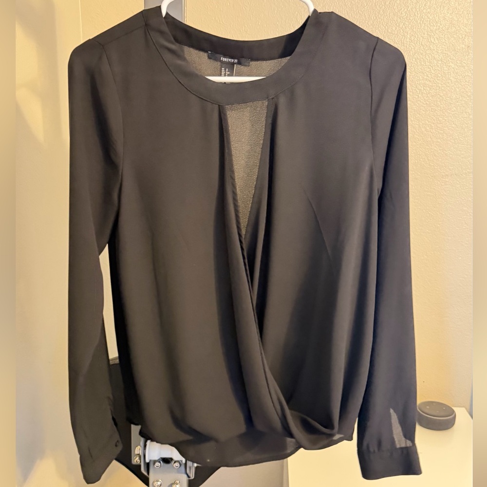 Forever 21 Black Draped Blouse
